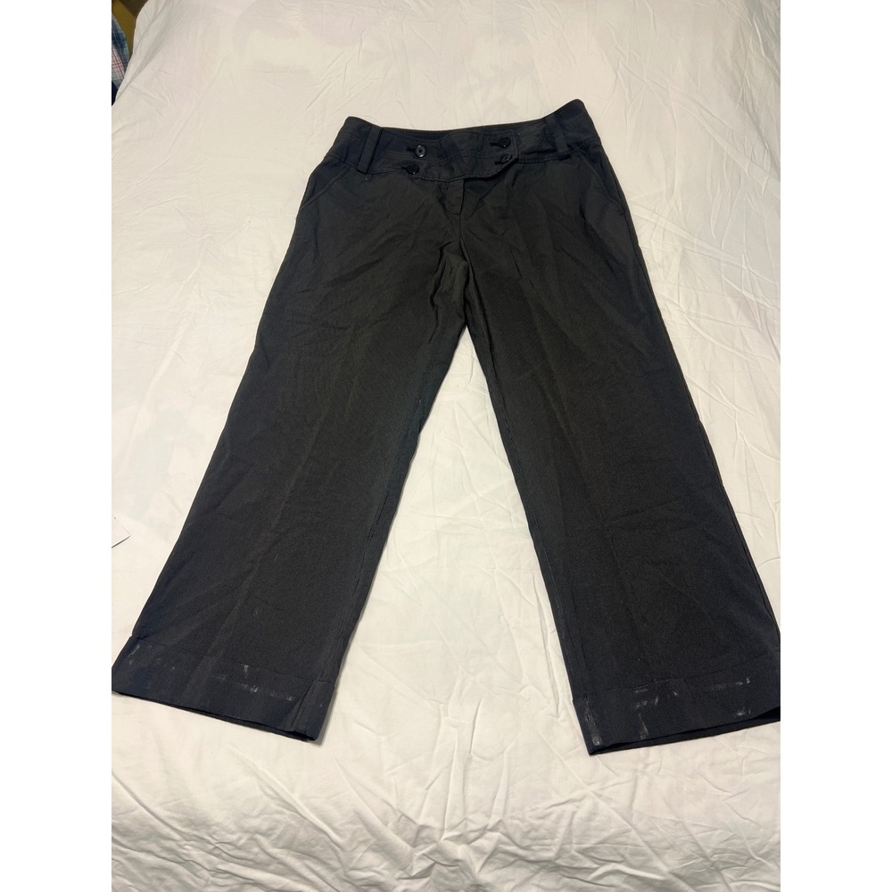 Avenue Stretch Wide Leg Pinstripe Dress Pants Black White Size 16 Workwear